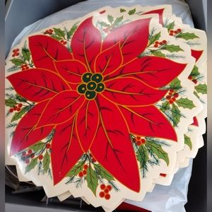 Christmas Poinsettia Placemats 4 pc vintage